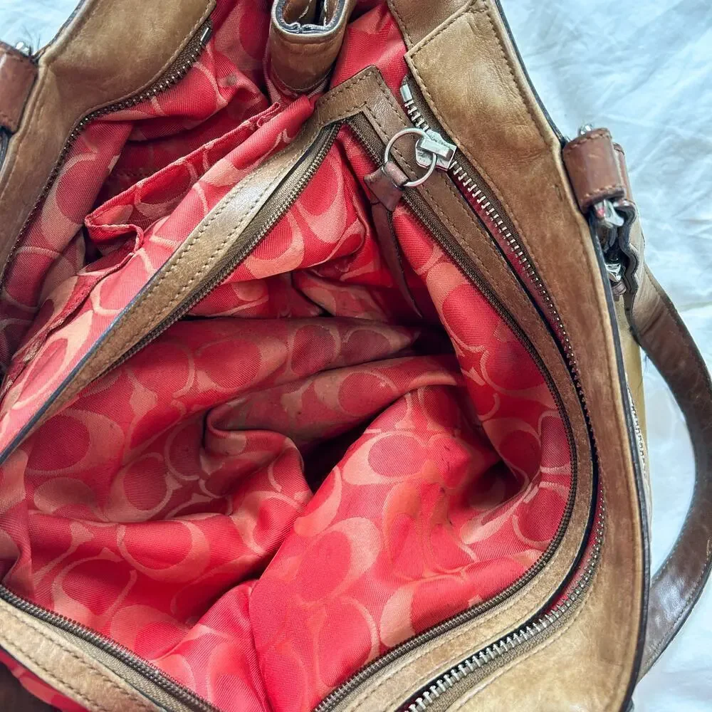 Vintage Y2K Authentic Coach Legacy Carryall Large Tan Beige Leather Tote Bag